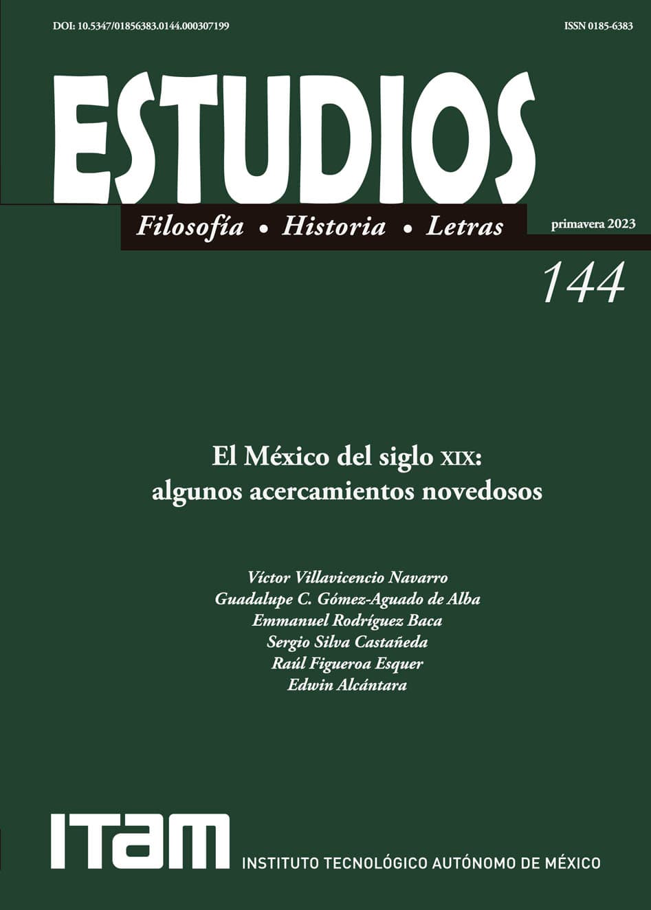 Portada de la revista Estudios, sin punto al final del título